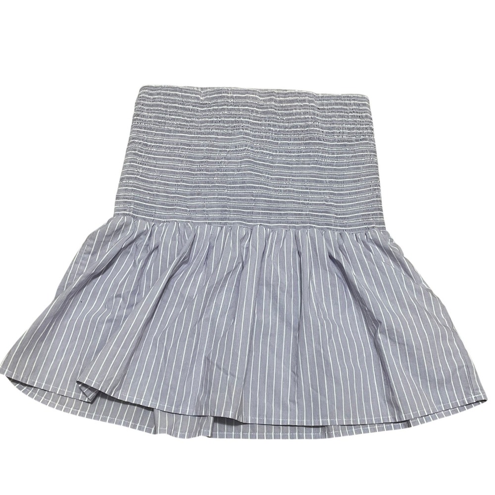 Nation LTD Womens M Lavender White Striped Smocked Pima Cotton Flirty Mini Skirt